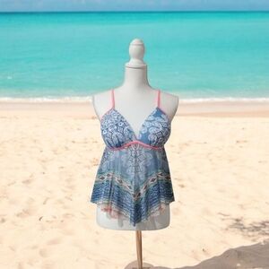 OP Blue and Pink SWIMSUIT TOP SIZE‎ LG. 11-13 VGC